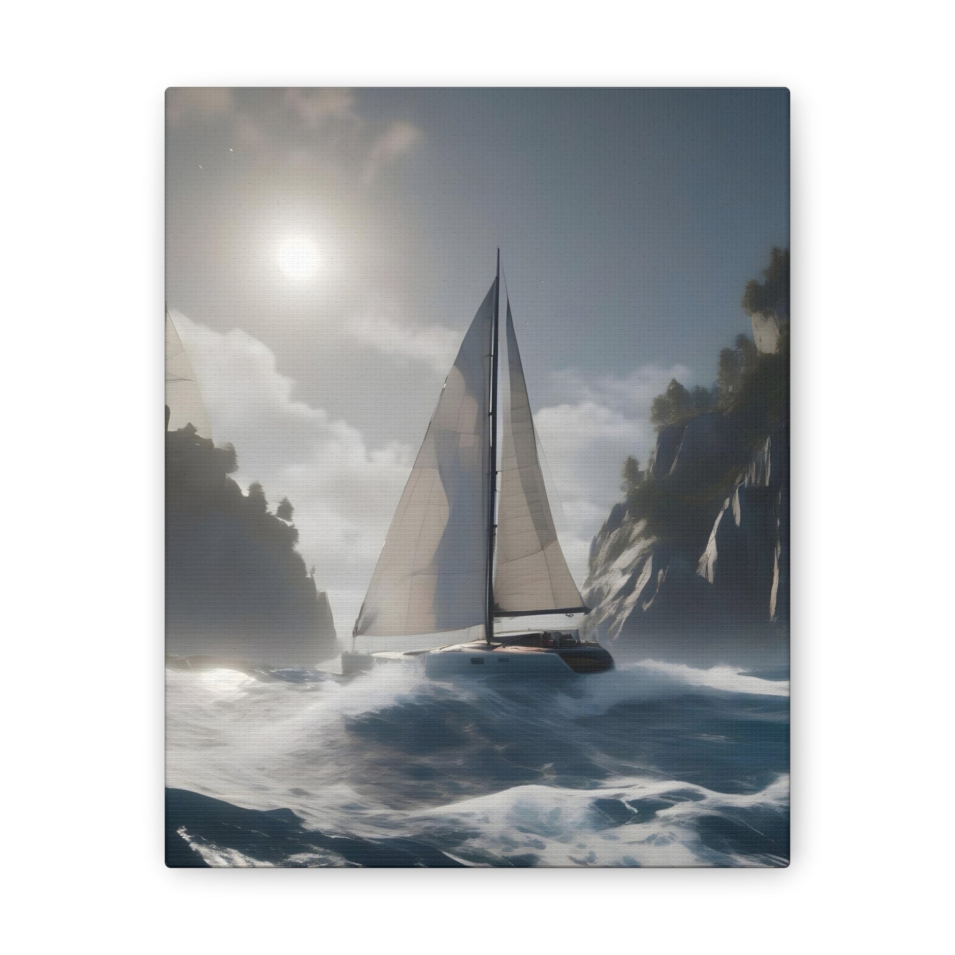 A Sailboat in the Wild Ocean Canvas – Perfect Wall Art for Nautical Lovers