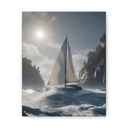 A Sailboat in the Wild Ocean Canvas – Perfect Wall Art for Nautical Lovers