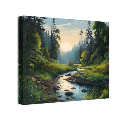 Morning Glow Wall Art - Golden Sunrise Over Majestic Forest