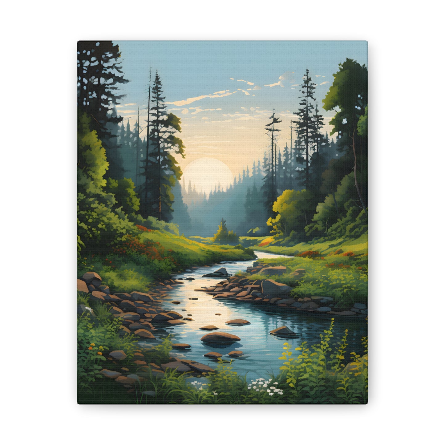 Morning Glow Wall Art - Golden Sunrise Over Majestic Forest