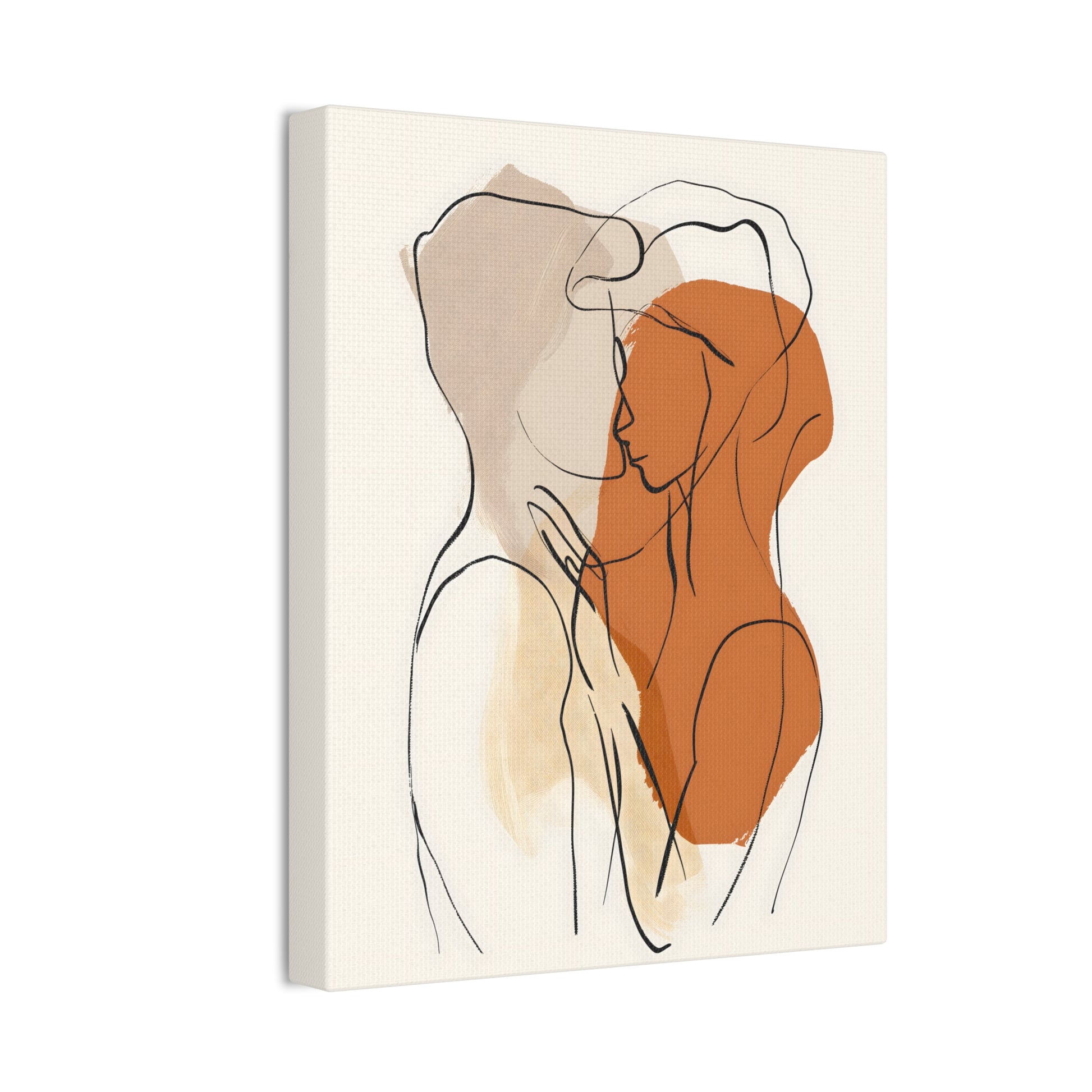 Silhouette of Love - Minimalistic Abstract Art of Intimate Embrace