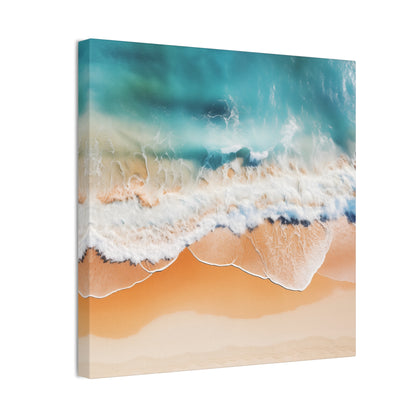 Wave Canvas Art - Aerial Beach & Ocean with Serene Coastal Vibes