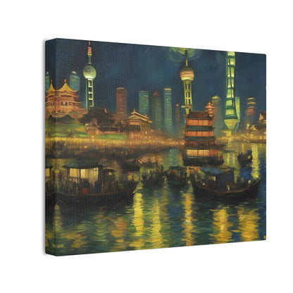 Shanghai Night Views - Van Gogh-Inspired Cityscape Art