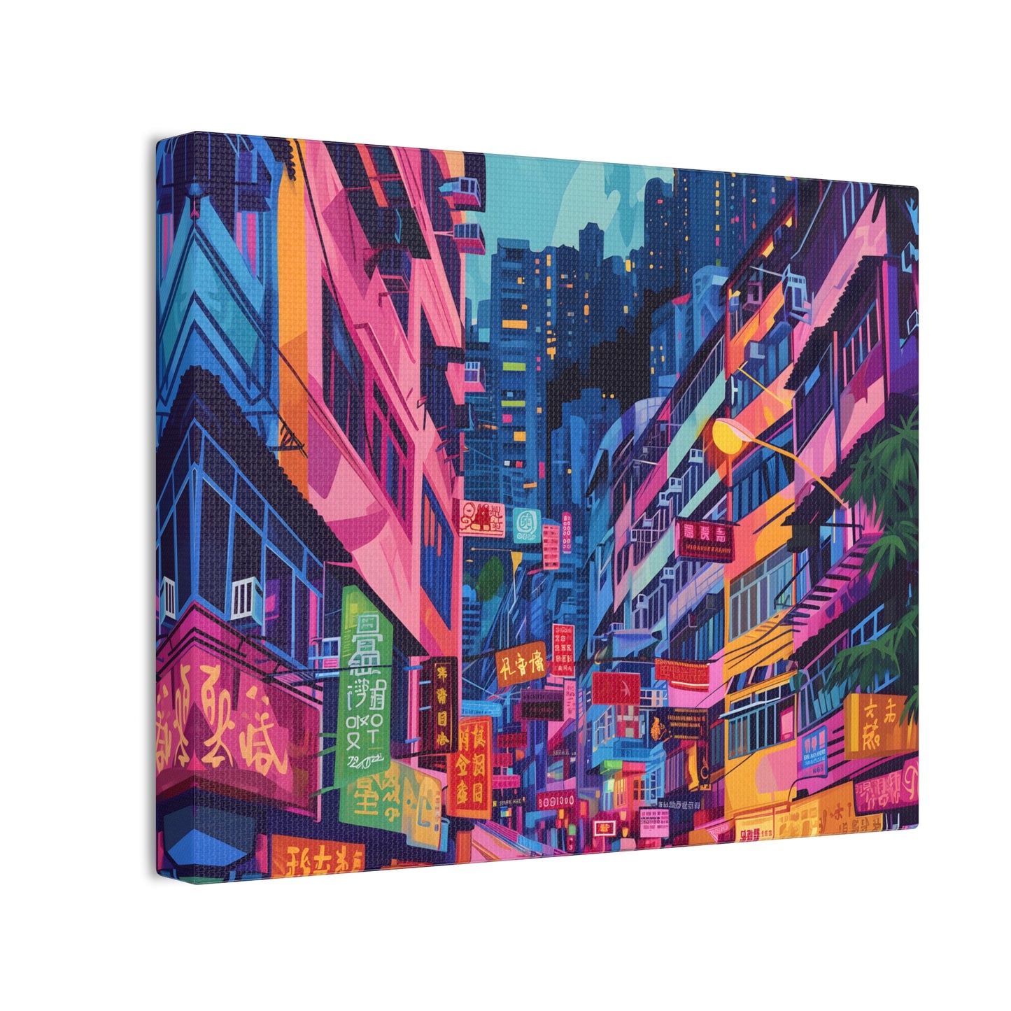 Glowing Metropolis Wall Art – Vibrant Hong Kong Street