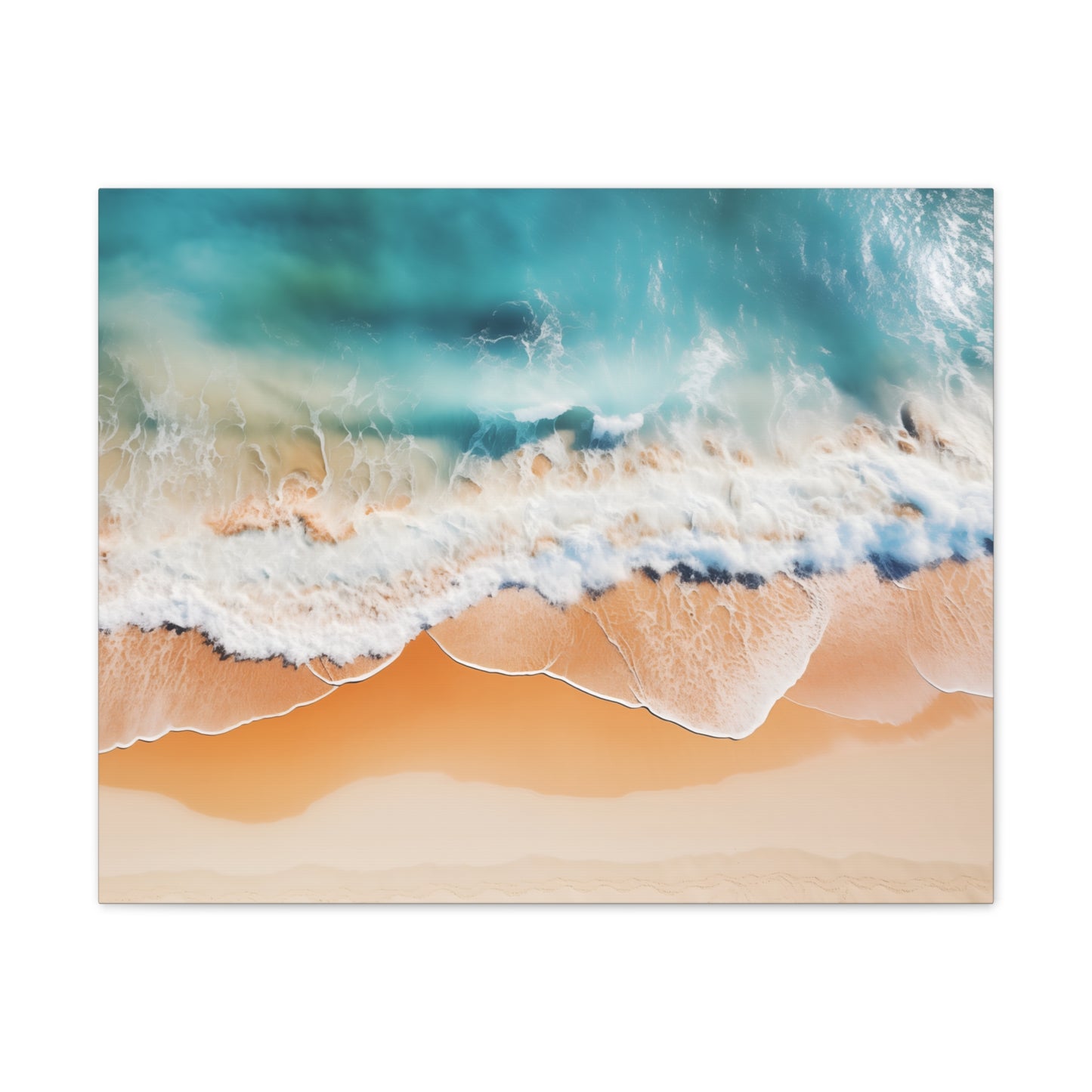 Wave Canvas Art - Aerial Beach & Ocean with Serene Coastal Vibes