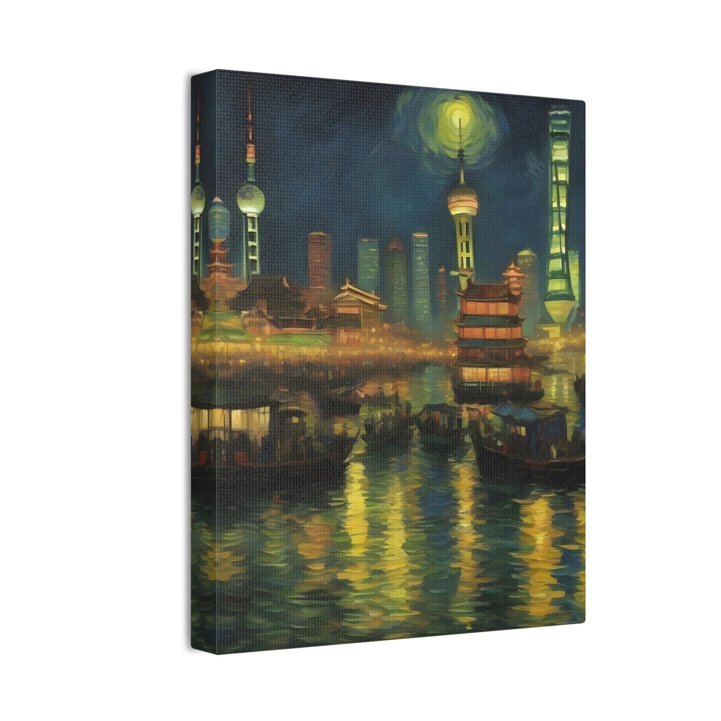 Shanghai Night Views - Van Gogh-Inspired Cityscape Art