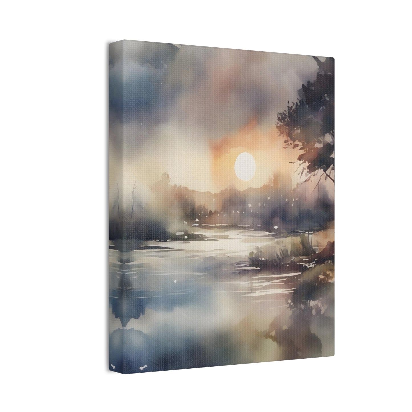 Sunrise or Sunset? Captivating Watercolor Lake Scene Art