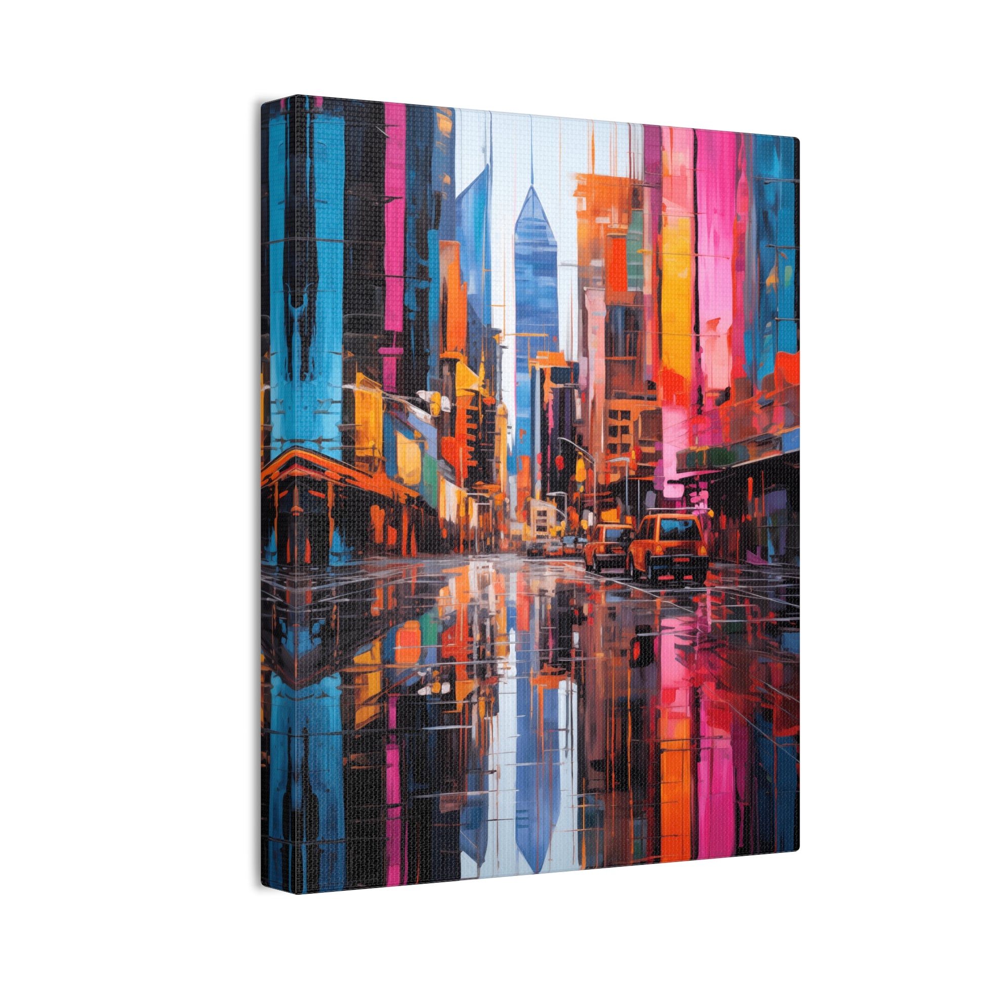 City Lights Reflection Wall Art – Vibrant Neon Reflections