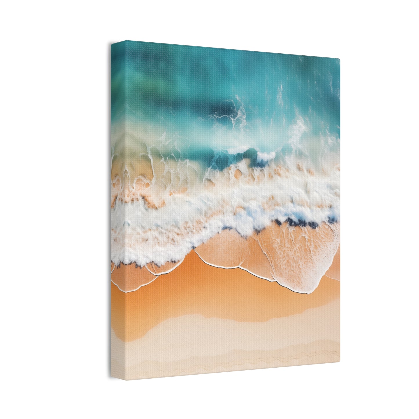 Wave Canvas Art - Aerial Beach & Ocean with Serene Coastal Vibes