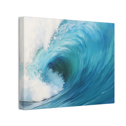 Ocean's Embrace Canvas Art: Dynamic Waves in Serene Blues