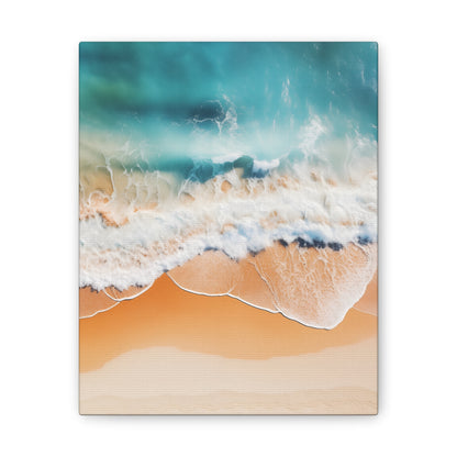 Wave Canvas Art - Aerial Beach & Ocean with Serene Coastal Vibes