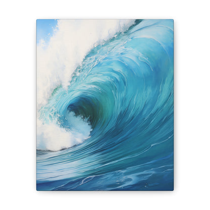 Ocean's Embrace Canvas Art: Dynamic Waves in Serene Blues