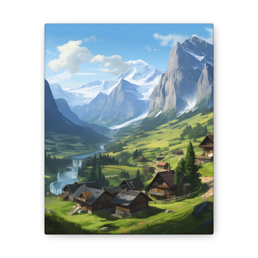 Grindelwald Bliss Canvas Print | Captivating Swiss Scenery