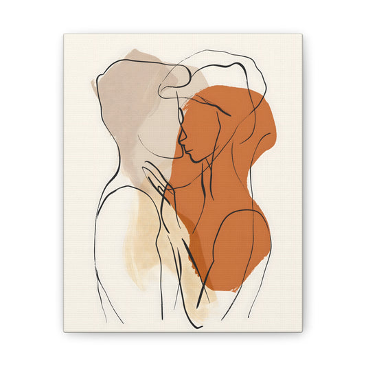 Silhouette of Love - Minimalistic Abstract Art of Intimate Embrace