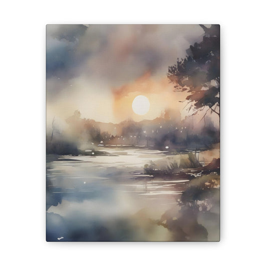 Sunrise or Sunset? Captivating Watercolor Lake Scene Art