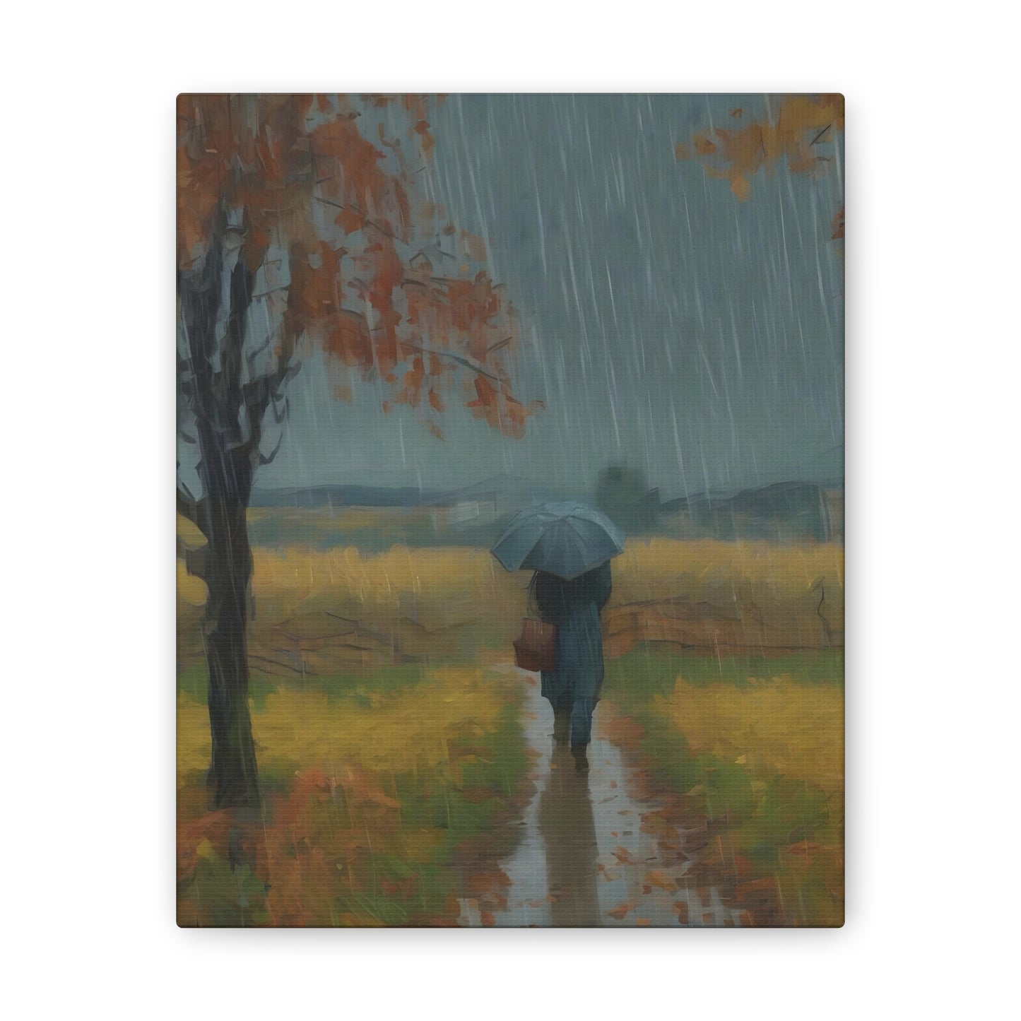 Autumn Rain Canvas Print – Capturing the Serenity of a Fall Shower