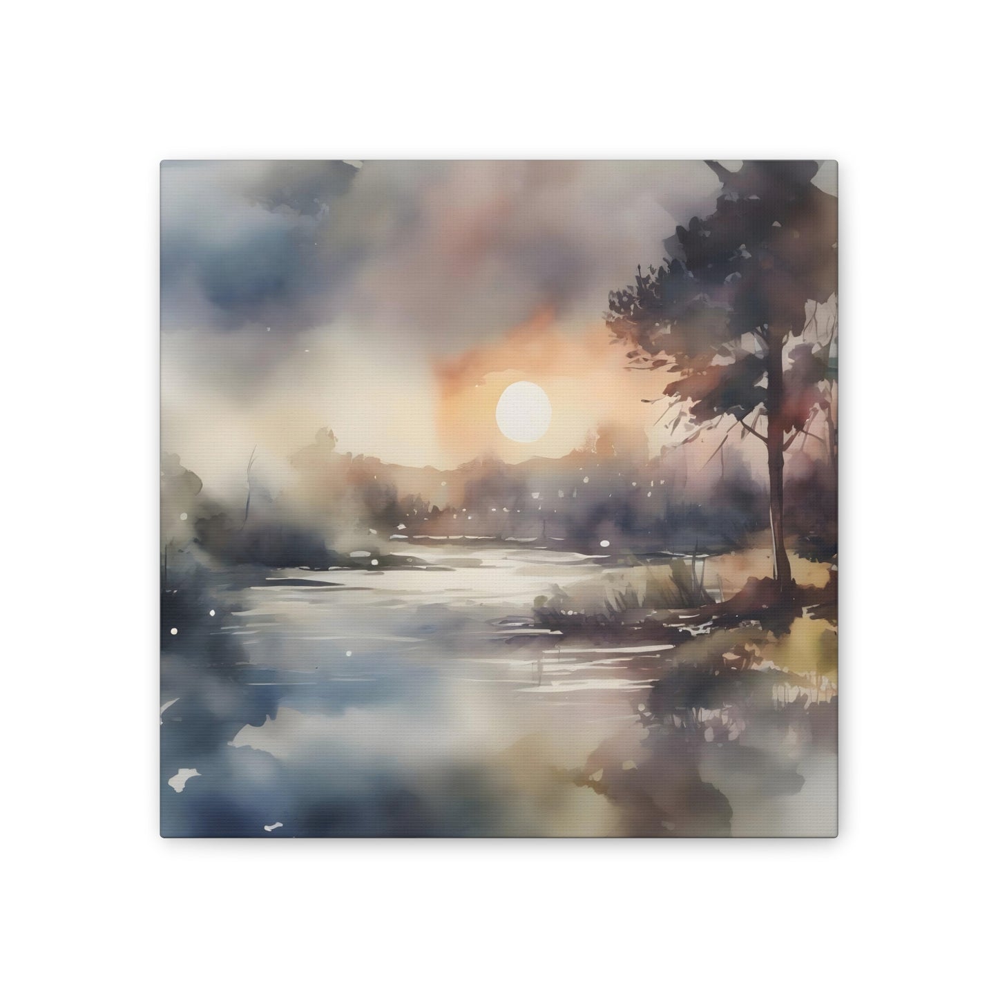 Sunrise or Sunset? Captivating Watercolor Lake Scene Art