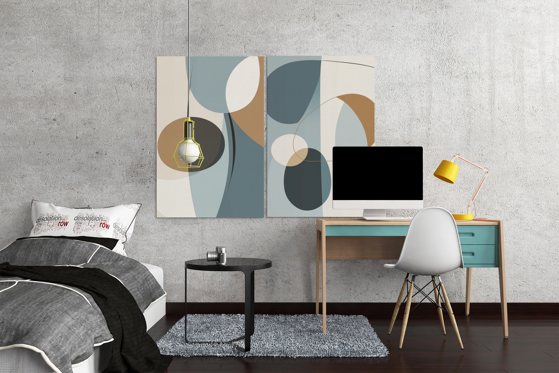 Boho Fusion Canvas Art – Vibrant Boho Meets Midcentury Modern Minimalism