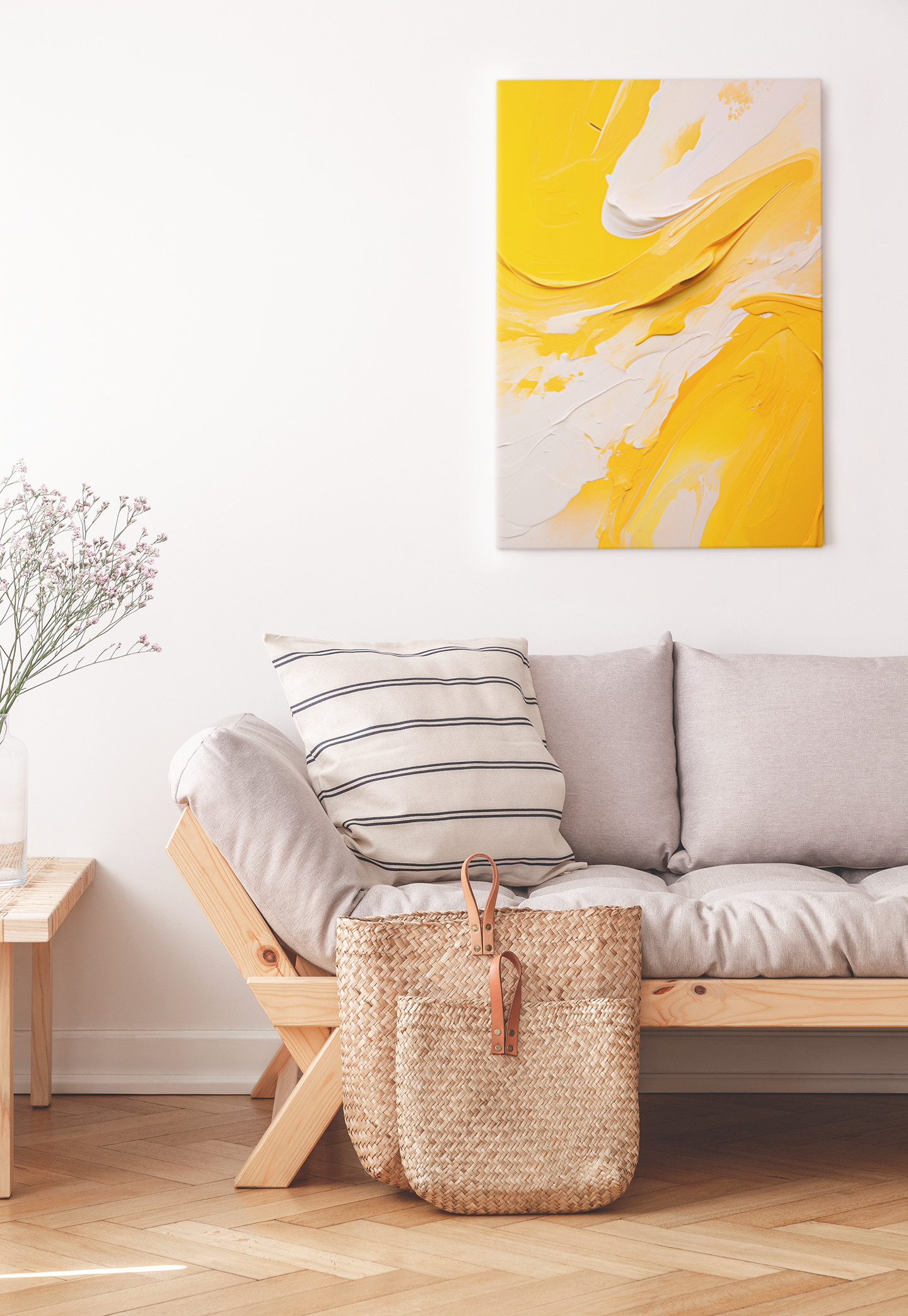 Golden Glow Wall Art – Luminous Abstract Oil Painting