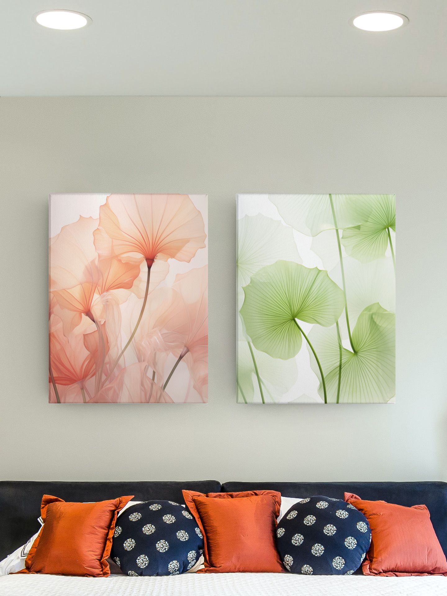 Verdant Lotus Wall Art - Captivating Green Lotus Flower Design