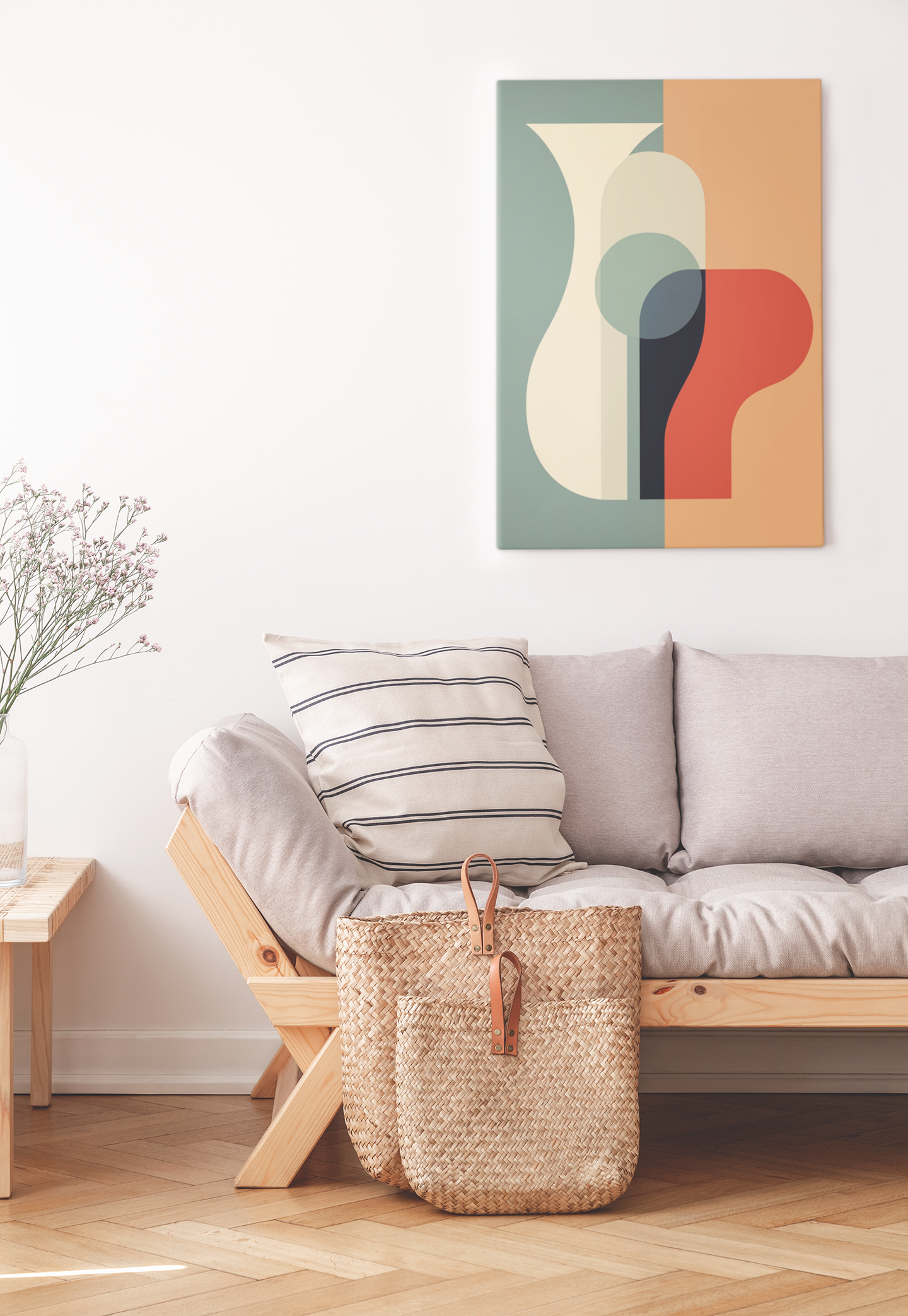 Nordic Serenity Canvas Art - Minimalist Abstract with Morandi Hues