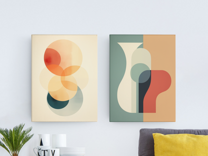 Nordic Serenity Canvas Art - Minimalist Abstract with Morandi Hues