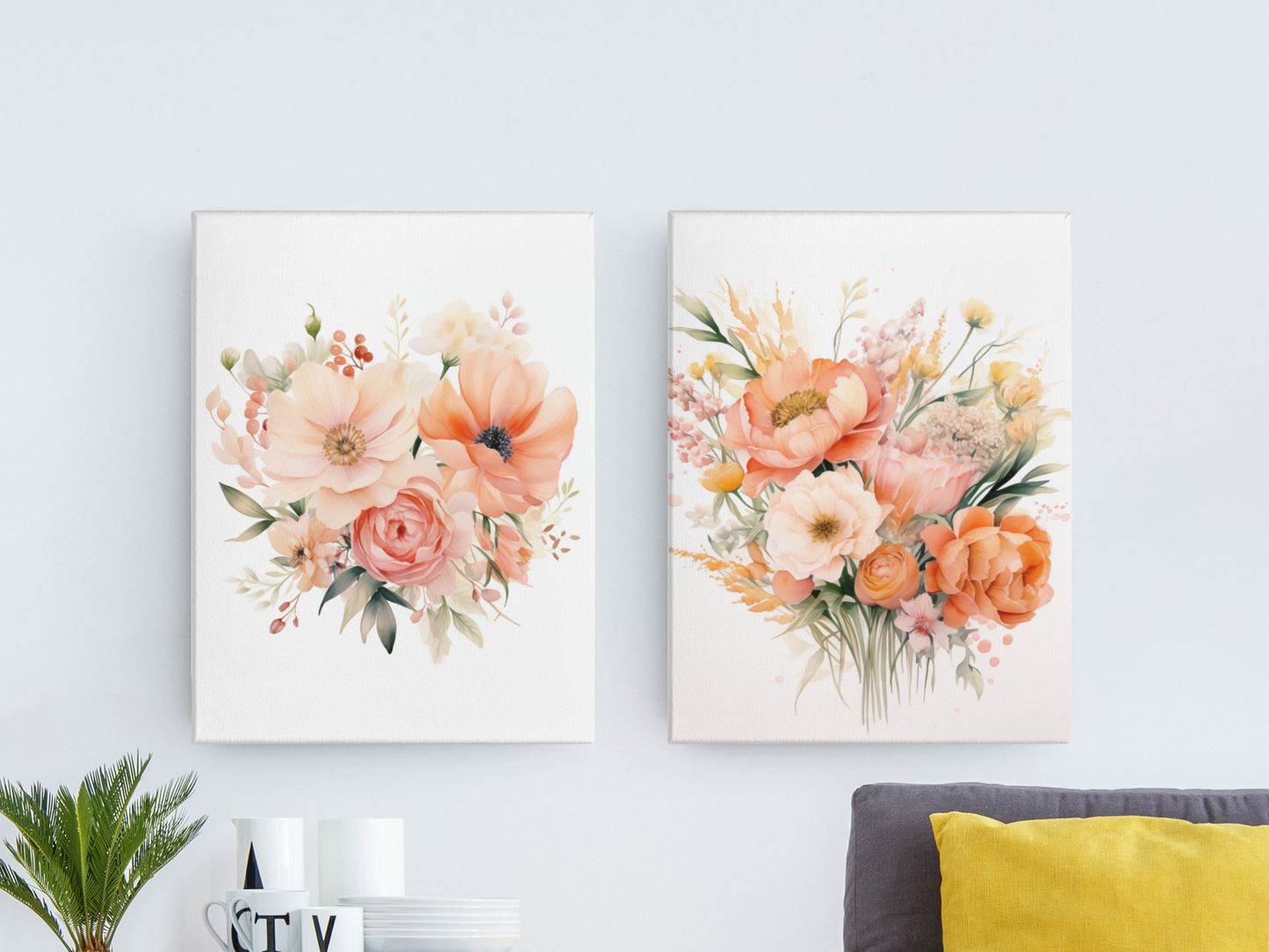 Peach Fuzz Blossoms Canvas Art - Delicate Beauty in 2024's Color