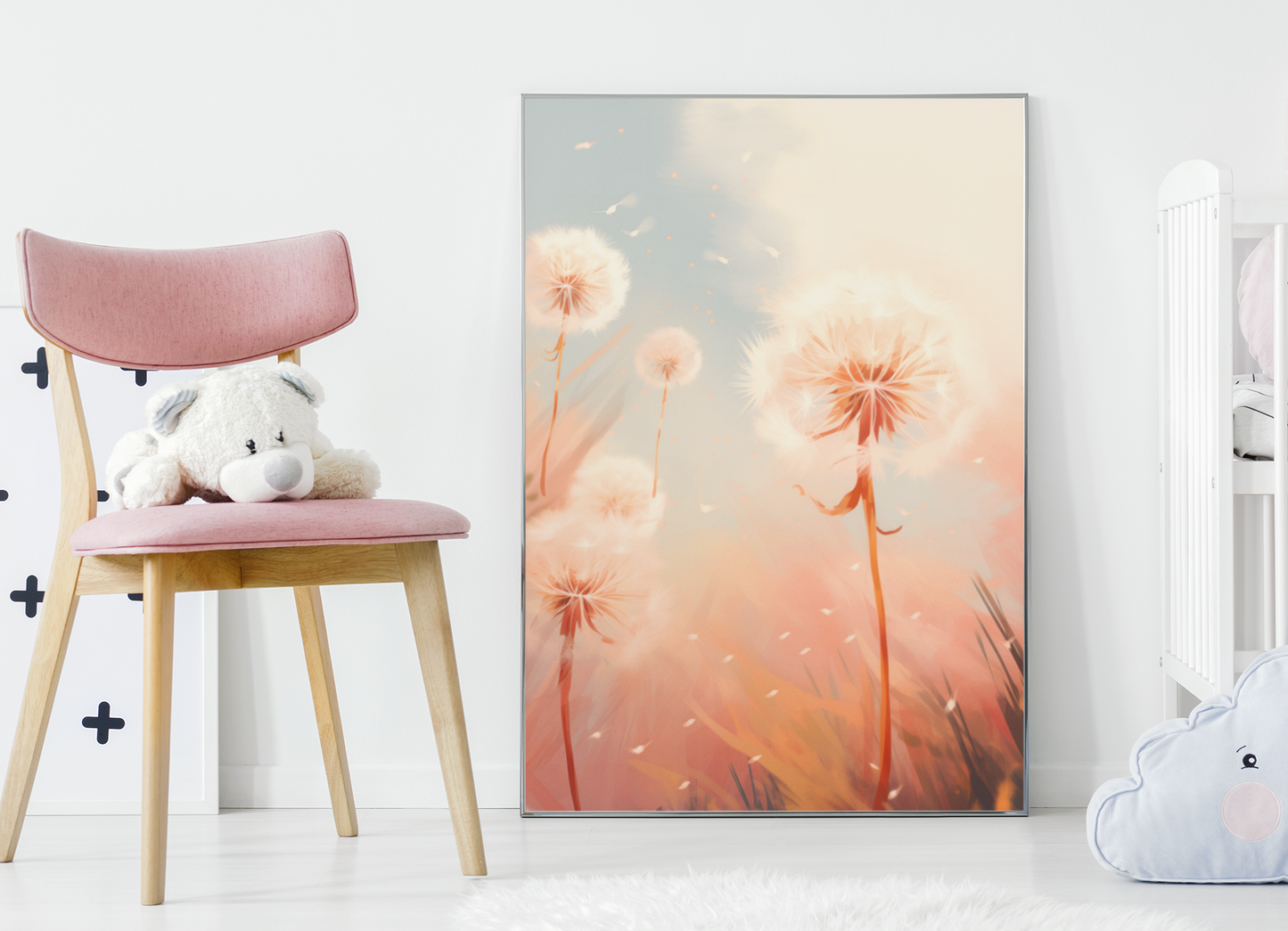 Peachy Dandelion Dreams Wall Art – Inspired by PANTONE 2024