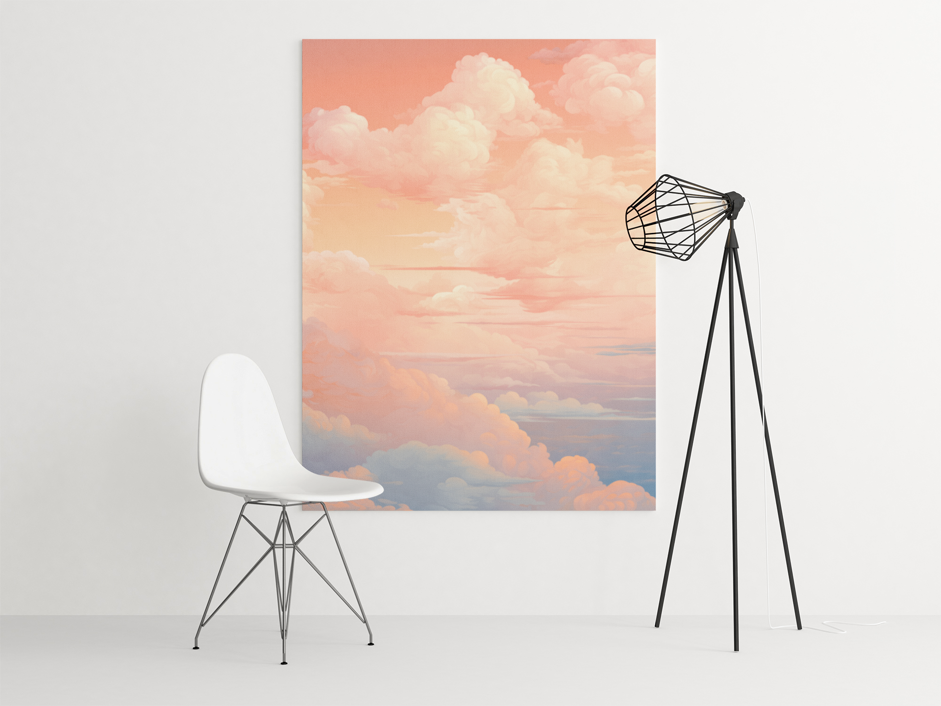 Peachy Horizon Wall Art - Serene Cloudy Sky for Tranquil Spaces