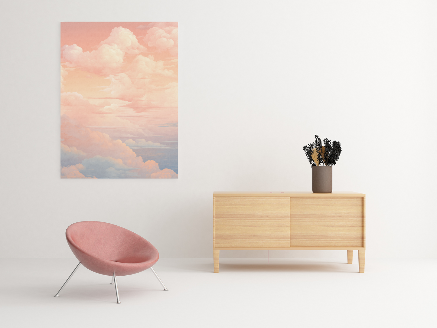 Peachy Horizon Wall Art - Serene Cloudy Sky for Tranquil Spaces