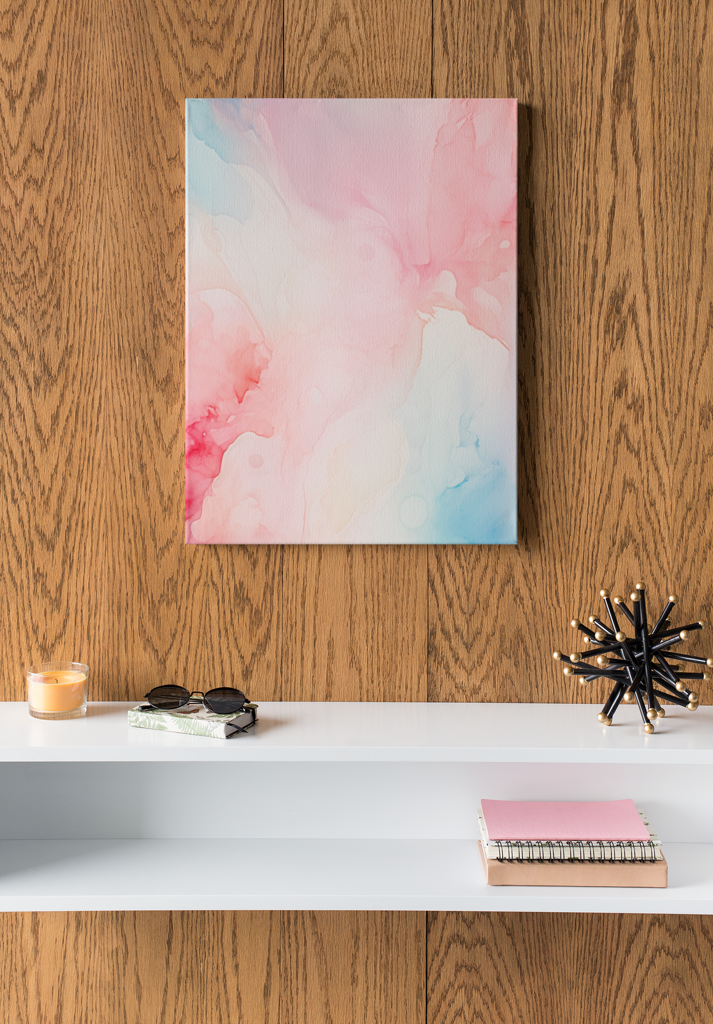 Soothing Aquarelle Wall Art - Delicate Watercolor in Red & Blue