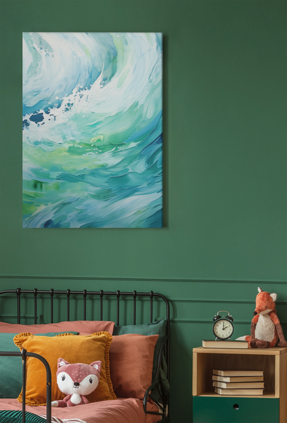 Turquoise Tides Wall Art - Expressive Painting of Mesmerizing Waves