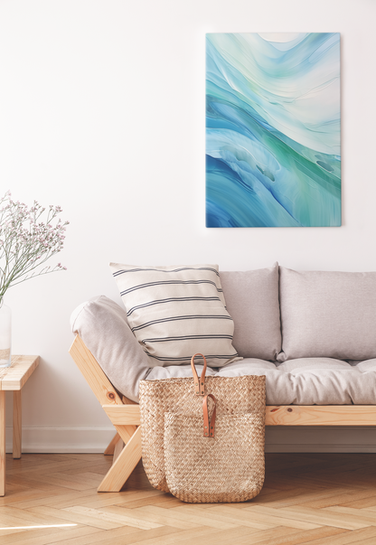 Turquoise Waves Oil Painting - Tranquil Ocean Beauty Captured