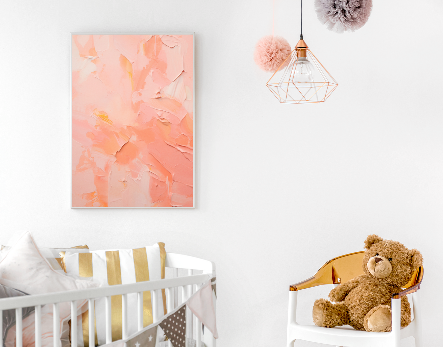 Whispering Hues Canvas Art - Gentle Peach Fuzz Oil Painting