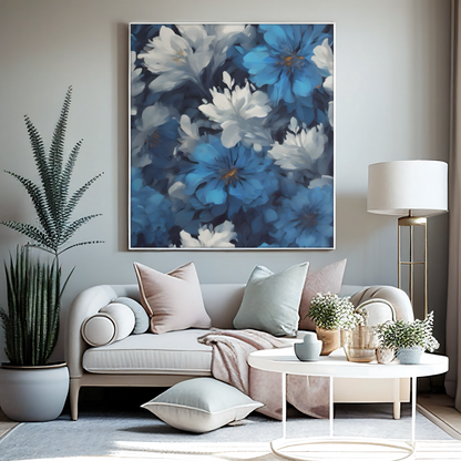 Blue and White Flower Wall Art – Elegant and Mesmerizing Floral Patterns